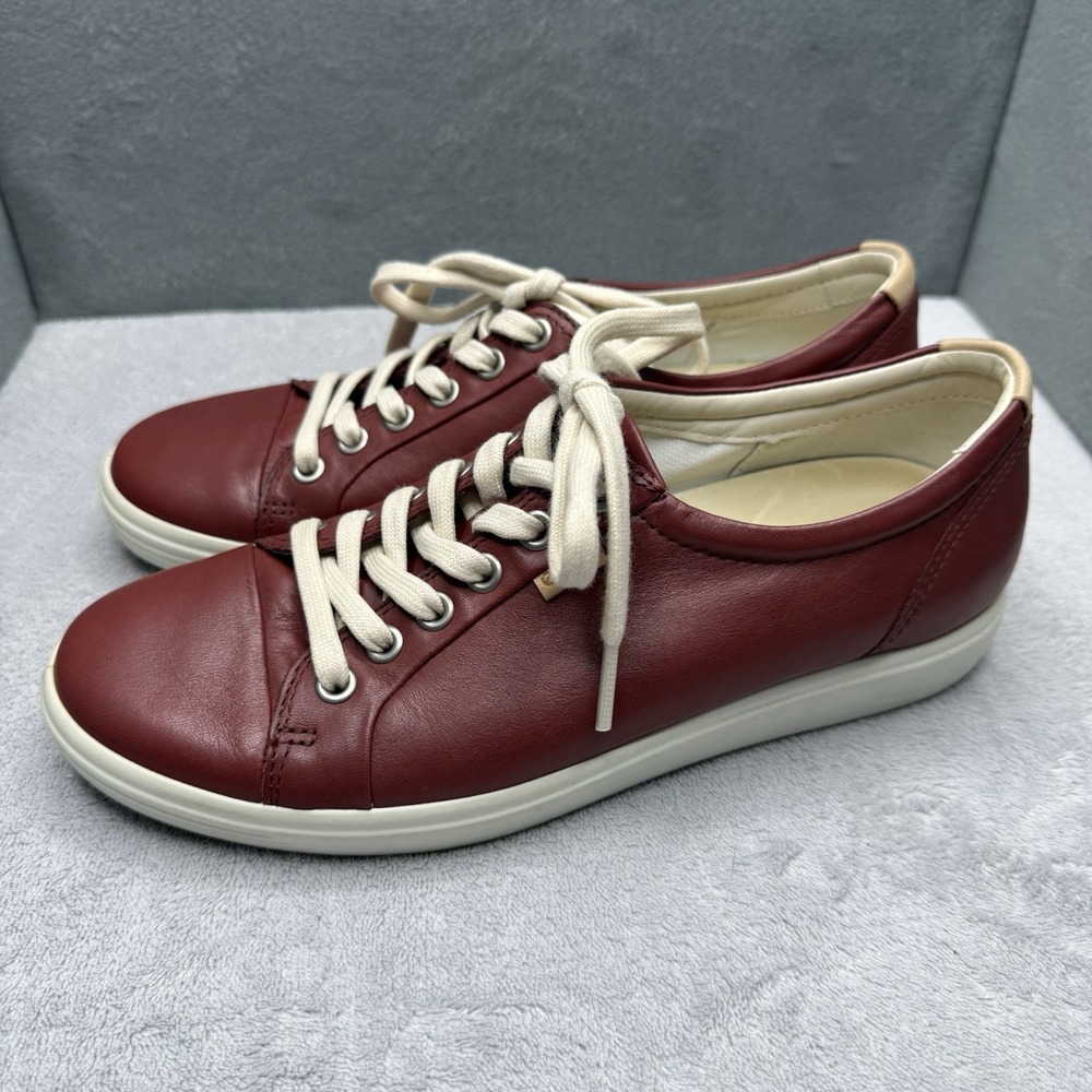ECCO Soft 7 Women's Mahogany Red Leather Sneakers 7 EW Casual Comfort Shoes